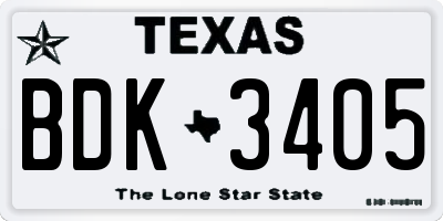 TX license plate BDK3405