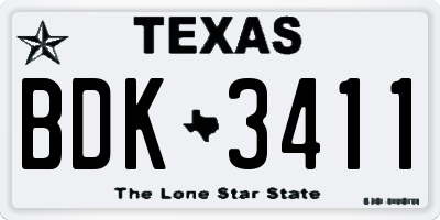 TX license plate BDK3411