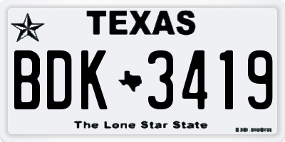 TX license plate BDK3419