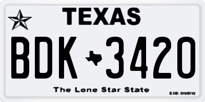 TX license plate BDK3420