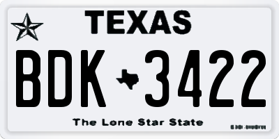 TX license plate BDK3422