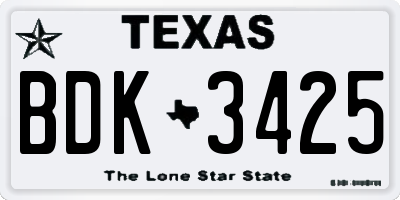 TX license plate BDK3425
