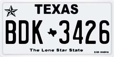 TX license plate BDK3426