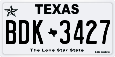 TX license plate BDK3427