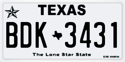 TX license plate BDK3431