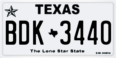 TX license plate BDK3440