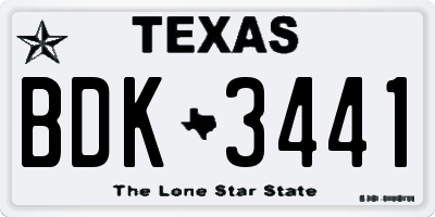 TX license plate BDK3441