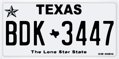 TX license plate BDK3447