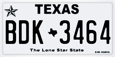 TX license plate BDK3464