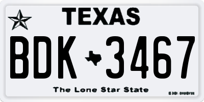 TX license plate BDK3467