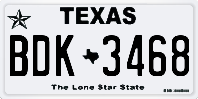 TX license plate BDK3468