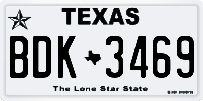 TX license plate BDK3469