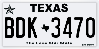 TX license plate BDK3470