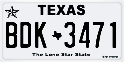 TX license plate BDK3471