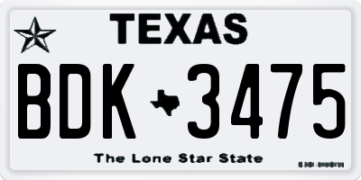 TX license plate BDK3475
