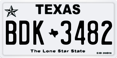 TX license plate BDK3482