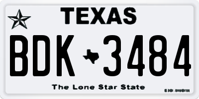 TX license plate BDK3484