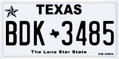 TX license plate BDK3485