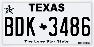 TX license plate BDK3486