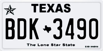 TX license plate BDK3490