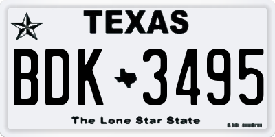 TX license plate BDK3495