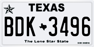 TX license plate BDK3496