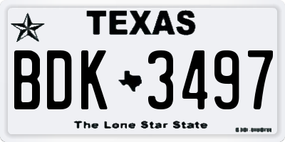 TX license plate BDK3497