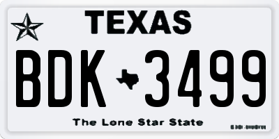 TX license plate BDK3499