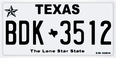 TX license plate BDK3512