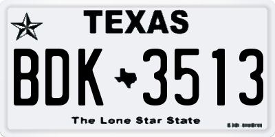 TX license plate BDK3513