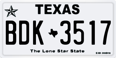 TX license plate BDK3517