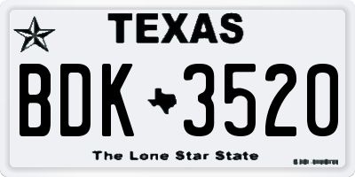 TX license plate BDK3520