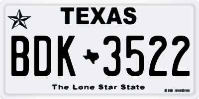TX license plate BDK3522