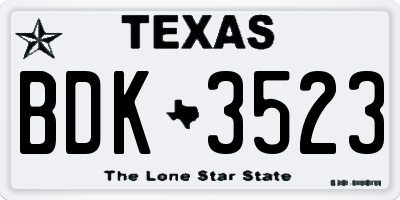 TX license plate BDK3523