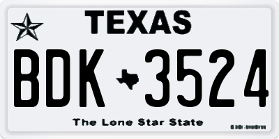 TX license plate BDK3524