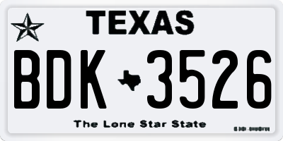 TX license plate BDK3526