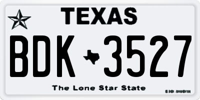 TX license plate BDK3527