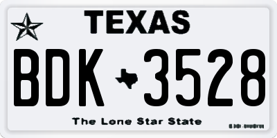 TX license plate BDK3528