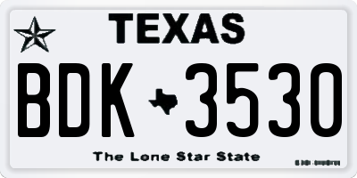 TX license plate BDK3530