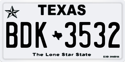 TX license plate BDK3532