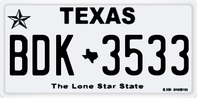TX license plate BDK3533