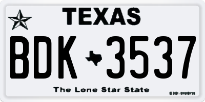 TX license plate BDK3537