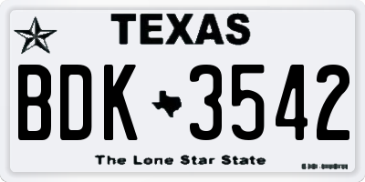 TX license plate BDK3542