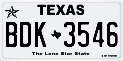 TX license plate BDK3546