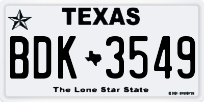 TX license plate BDK3549