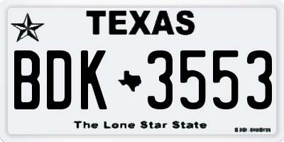 TX license plate BDK3553