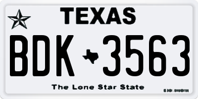 TX license plate BDK3563