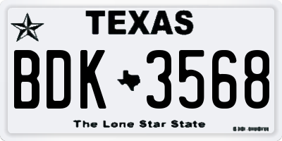 TX license plate BDK3568