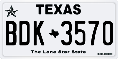 TX license plate BDK3570