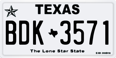TX license plate BDK3571